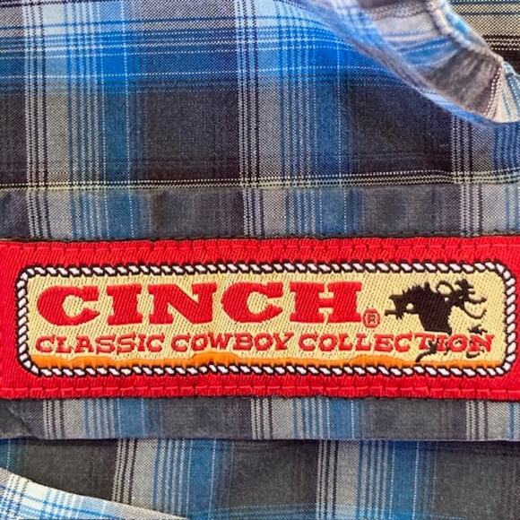 Cinch NEW Classic Cowboy Collection Black & Blue Plaid Snap Long Sleeve Shirt XL - Picture 7 of 7